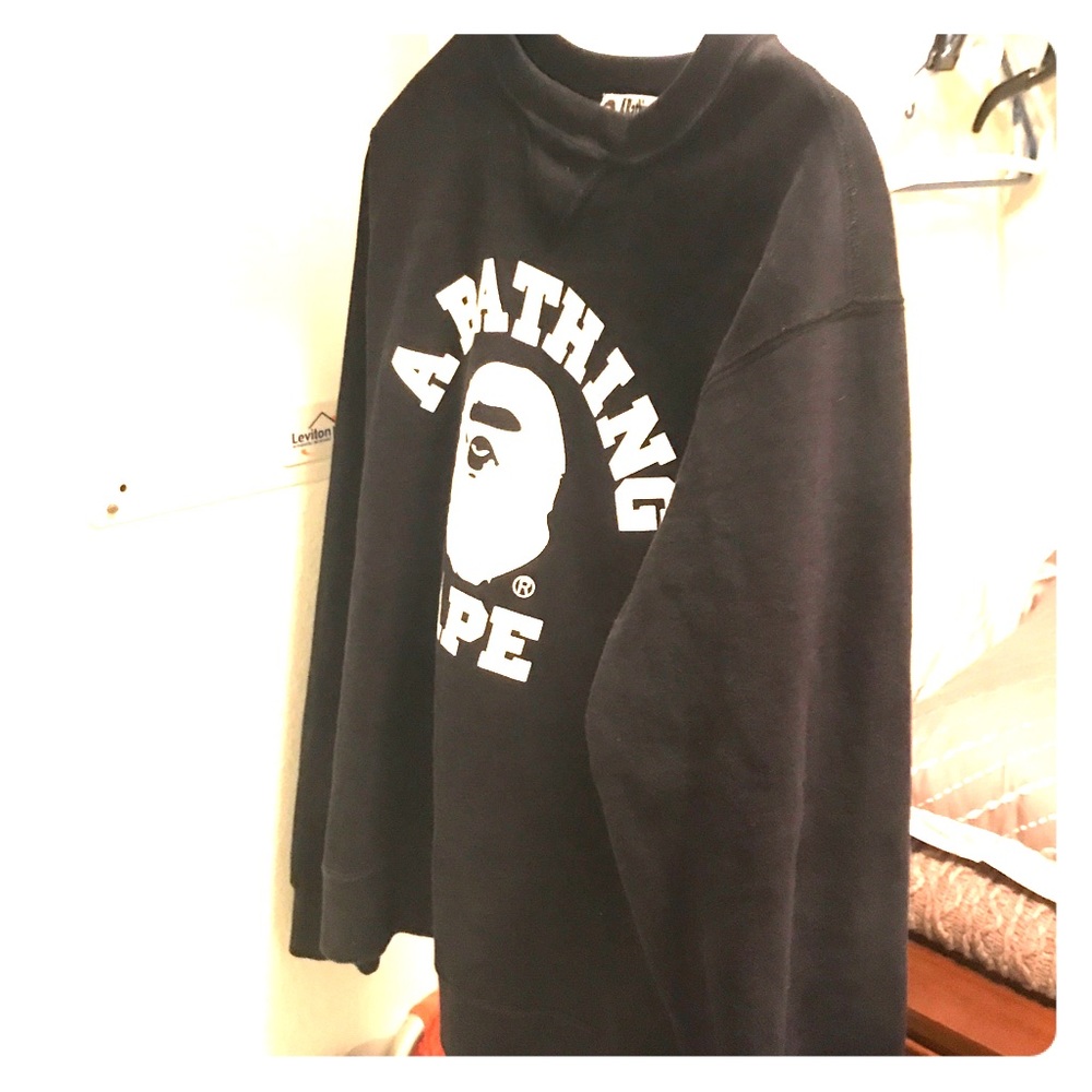 BATHING APE XL COLLEGE CREW BLACK